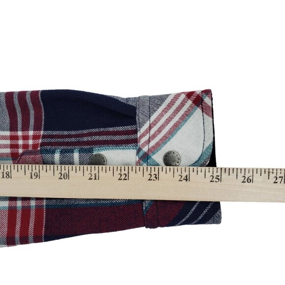 Orvis Shirt Men's Medium Plaid Flannel Fleece Lined Shacket Snap Button - Picture 7 of 7